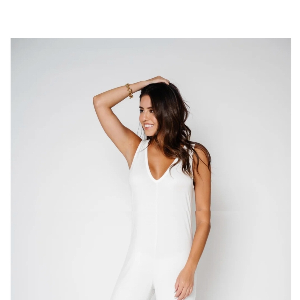 BRAND NEW NEVER WORN Monuit Patricia Jumpsuit V Neck White 3XL